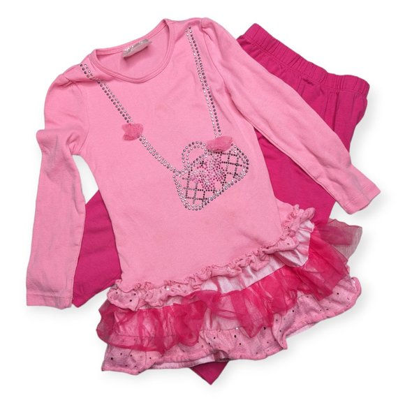 Beautees 2 Piece Pink Lightweight Outfit Size 6 - Picture 1 of 13